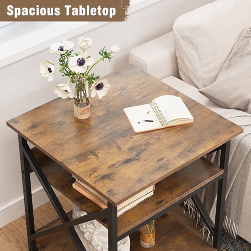 VENNQD 23.6 x 23.6 x 30.3 Inches Printer Stand, Large Printer Table with Adjustable Middle Shelf, Rolling Printer Cart with Wheels, 3 Tier Printer Table for Home Office Scanner Fax, Rustic Brown - Image 6