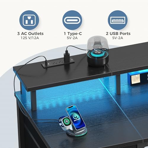DUMOS 40-Inch Gaming Computer Desk with Drawers for Home Office, Black - Image 4