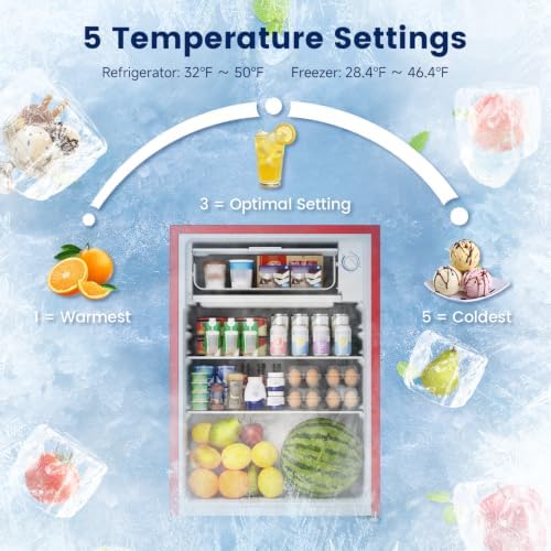 BANGSON 2.6 Cu Ft Small Fridge with Freezer for Office Red - Image 4