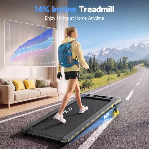 YPOO Walking Pad with 14% Incline Under Desk Treadmill for Home & Office - Image 2