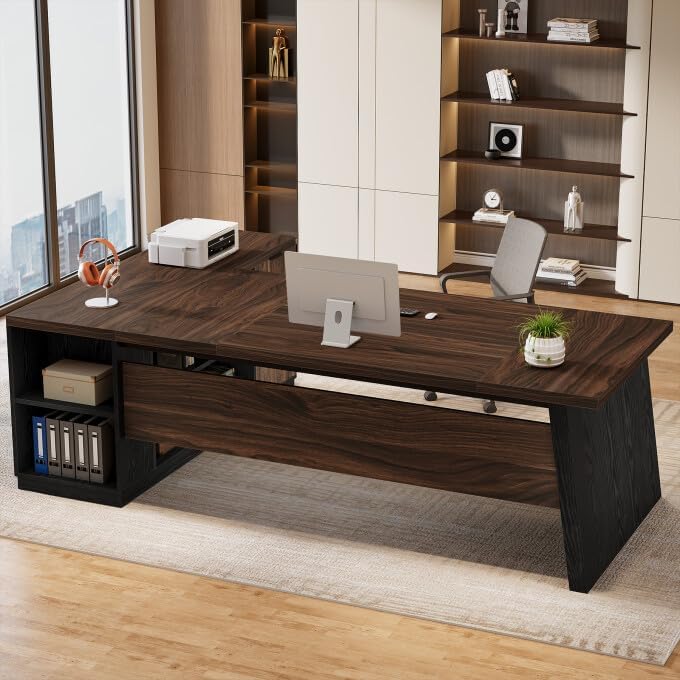 Tribesigns 78" L Shaped Executive Desk with Storage, Home Office by Tribesigns