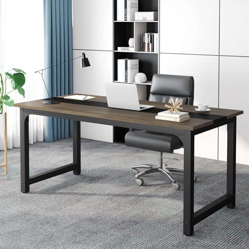 Tribesigns 70.8” Executive Desk, Large Office Computer Desk with Thicken Frame, Modern Simple Workstation Business Furniture for Home Office, Vintage Grey/Black by Tribesigns