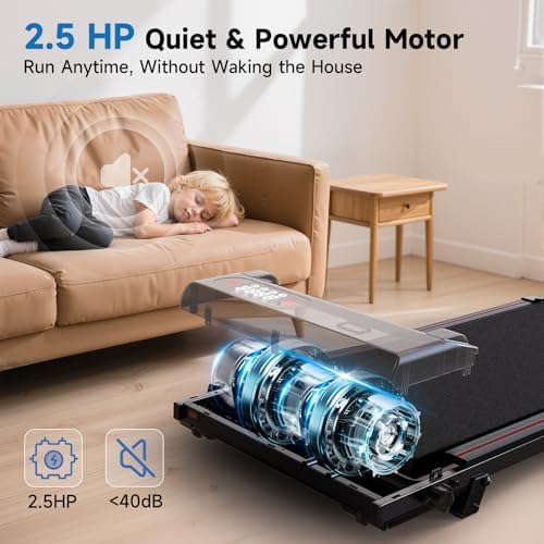Pink Walking Pad Portable Treadmill with Incline 8% Small Walking Pad Handle Bar Under Desk for Home Office Mini Treadmill with 2.5HP Ultra Quiet <40dB 0.62~5 MPH Compact Foldable 320 lb Capacity - Image 2