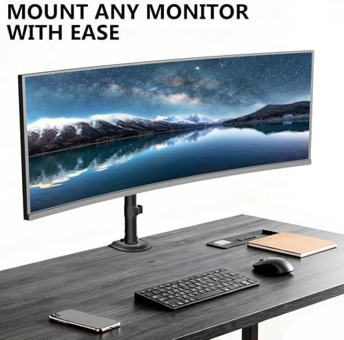 WALI Heavy Duty Single Monitor Arm Desk Mount for 13-49 Inch Screens, Ultrawide Monitor Stand with Full Motion Tilt, Swivel, Rotation, Holds up to 44 lbs, C-Clamp Mount for VESA 75/100mm,(M001S) - Image 5