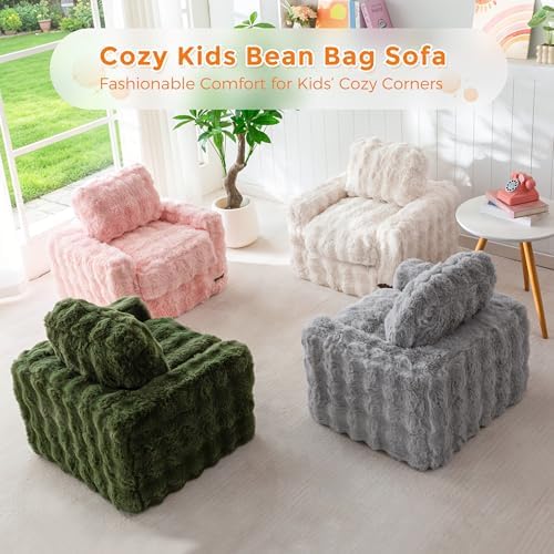 MAXYOYO Kids Bean Bag Chair, Comfy Upholstered Bean Bag Sofa with Filler - Image 3