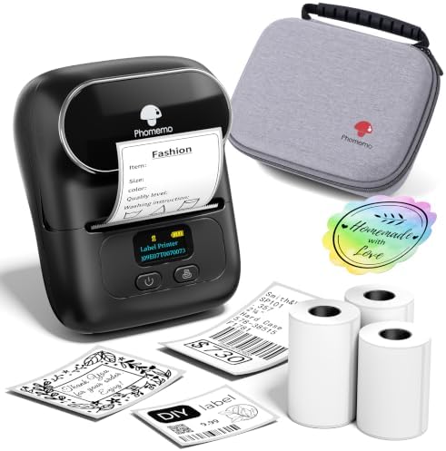 Phomemo M110 Label Maker with 3 Tapes and Bag, Portable Thermal Printer by Phomemo