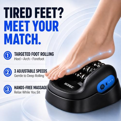 Electric Foot & Body Massager Roller, 2-in-1 Rechargeable Deep Tissue Massage Tool with Auto Massage Base, Handheld Muscle Recovery Roller for Plantar Fasciitis, Foot Pain, Legs, Arms and Neck - Image 2