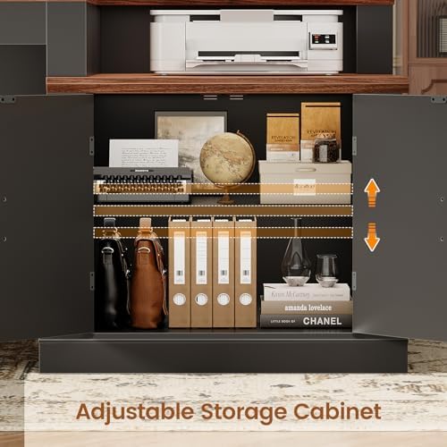 SEDETA Farmhouse 70.9" Executive Desk, Home Office Desk with File Drawers and Storage Cabinet, Computer Desk with Power Outlet for Home Office, Work Study Writing, Black+Brown - Image 5