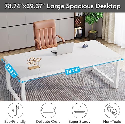 Tribesigns Modern Computer Desk, 78.7 x 39.4 inch X Large Executive Office Desk Computer Table Study Writing Desk Workstation for Home Office,White - Image 4