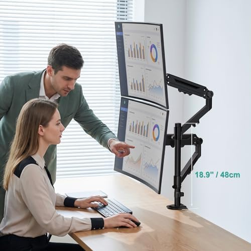 WALI Vertical Dual Monitor Mount for 13-40 inch Screens, up to 26.4 lbs - Image 5
