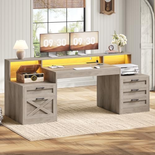 SEDETA 63" Executive Office Desk with 5 Drawers, Grey by SEDETA