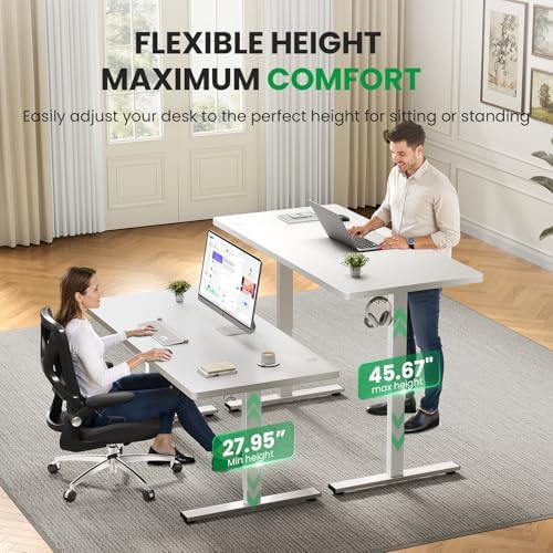 White 71x30 in Electric Standing Desk, 1 Inch Thick Tabletop - Image 5