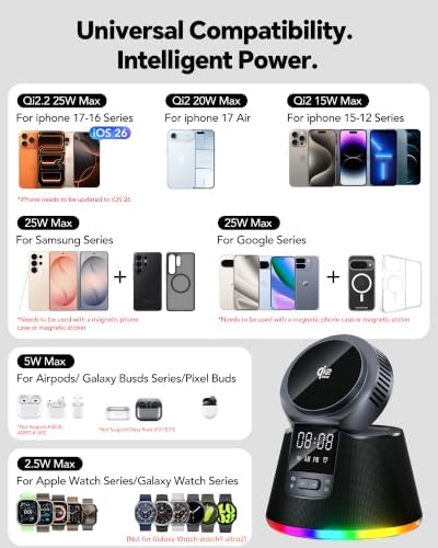 7 in 1 Qi2.2 25W Magnetic Charger Cooling Wireless Charging Station Speaker - Image 2