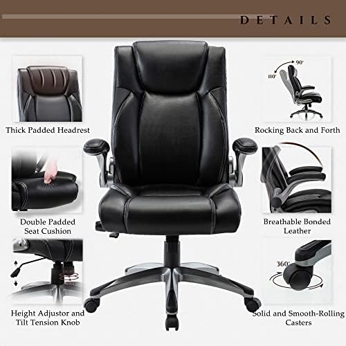 COLAMY Ergonomic Home Office Chair-Adjustable Lumbar Support for Extra Comfort, High Back Design with Padded Flip-up Arms for Adult Working, Study, Gaming (Black), 250lbs - Image 5