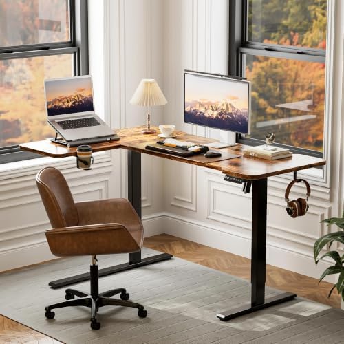 Acrolix L Shaped Electric Standing Desk,43x31.5 Reversible,Rustic Brown - Image 2