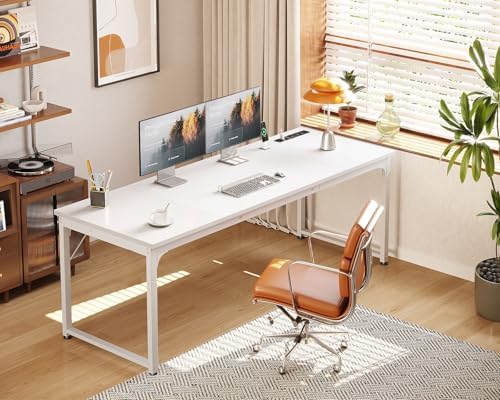 Coleshome 71 Inch Computer Desk with USB Ports, Large Office Desk, Long Study Student Writing Desk, White - Image 2