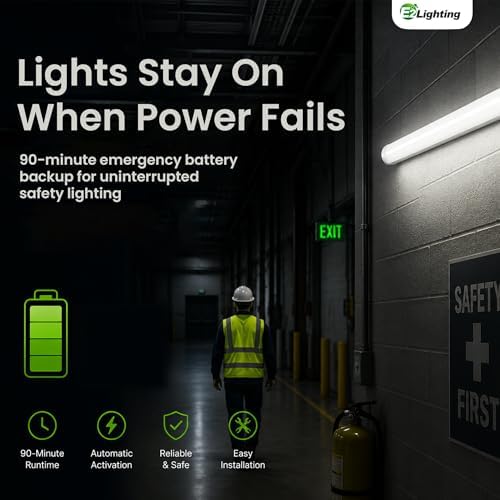 E2 LIGHTING 4ft LED Linear Shop Light, Emergency Battery Backup - Image 2