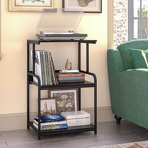 Arbuxzuy Printer Stand with Storage Shelf,3 Tier Printer Cart with Wheels,Mobile Printer Table for Home Office,Stands for Heat Press Scanner Fax,Industrial Style (Black) - Image 4