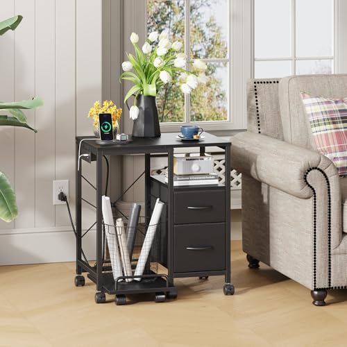 YAOHUOO Printer Stand with Power Outlet/Drawers, Printer and Shredder Stand - Image 6