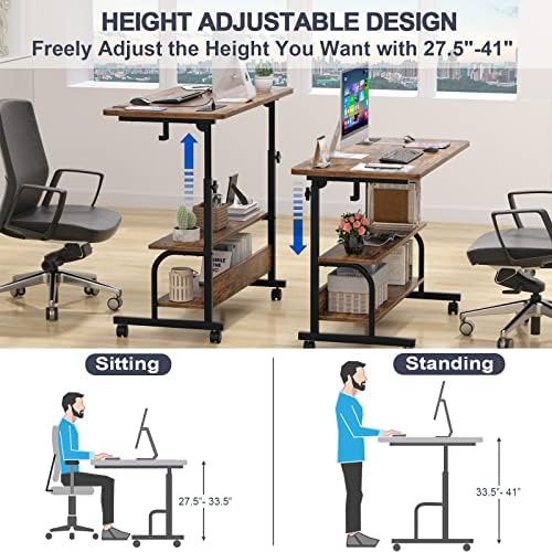Armocity 32" Rolling Standing Desk with Charging Station for Couch Bed - Image 6