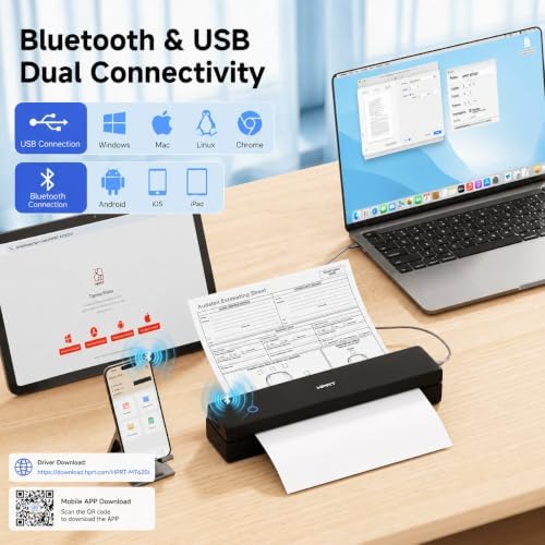 HPRT MT610 Portable Printer, Wireless for Travel, Inkless Thermal, Black - Image 3