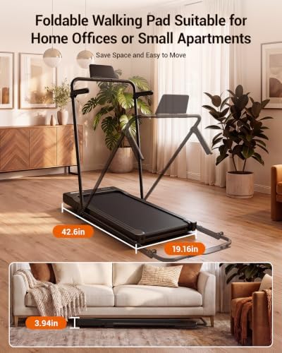 Superun Walking Pad with 6% Incline, Under Desk Treadmill, 3 in 1 Portable Treadmills for Home with Remote Control LED Display, 2.5 HP Quiet Mini Treadmill for Office Home Use, 300 Lbs Capacity - Image 7