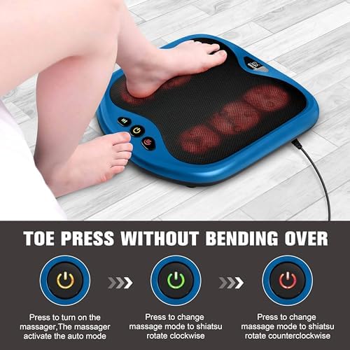 Snailax Foot Massager with Heat, Gifts for Men/Women, Kneading Shiatsu Heated Electric Feet Massager Machine for Plantar Fasciitis,Foot, Washable Cover(Blue) - Image 6