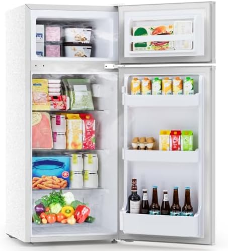 Electactic 4.5 Cu.Ft Mini Fridge with Freezer, 2-Door Compact Refrigerator With 2 Removable Shelves, 3 Level Adjustable Thermostat, Quiet Efficient for Kitchen, Office, Dorm, Apartment-Classic White by Electactic