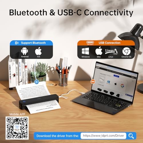 iDPRT Portable Thermal Printer, 300DPI Inkless-Bluetooth Mobile Printers - Image 2