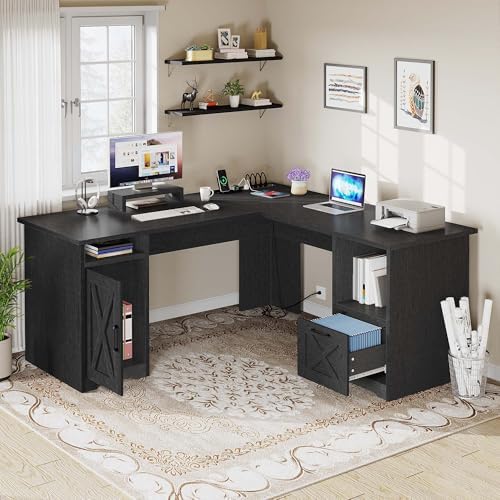 YITAHOME L Shaped Desk with Power Outlets - Image 2