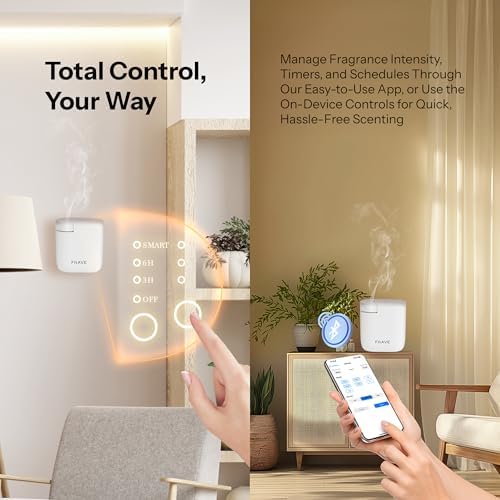 Air Lux Diffuser with Aroma Oil, Plug-in Waterless Essential Oil Diffuser, Smart Bluetooth App Control, Covers Up to 500 sq ft, 60ml Capacity, Cold Air Scent Technology, White - Image 6