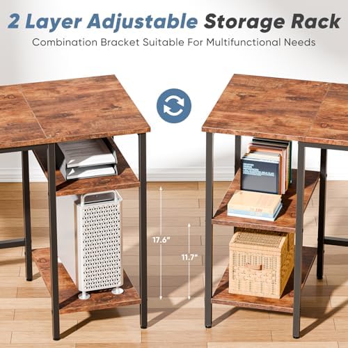 DUMOS 62 Inch L Shaped Computer Desk with Power Outlets, 62 Inch - Image 6