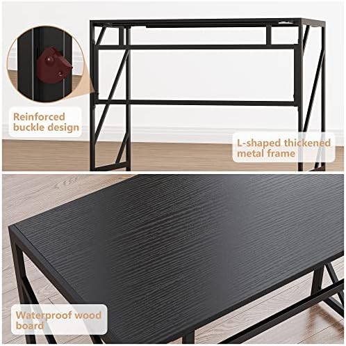 Elephance Folding Desk Writing Computer Desk for Home Office No-Assembly - Image 5