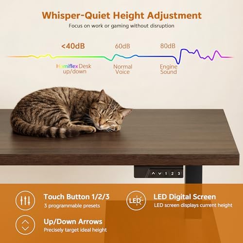 67" L Shaped Standing Desk with Drawers Electric Corner Desk Brown - Image 7