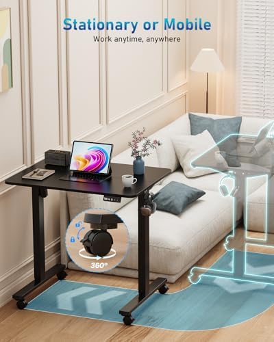 32" Small Rolling Electric Standing Desk Adjustable Height for Home Office - Image 4