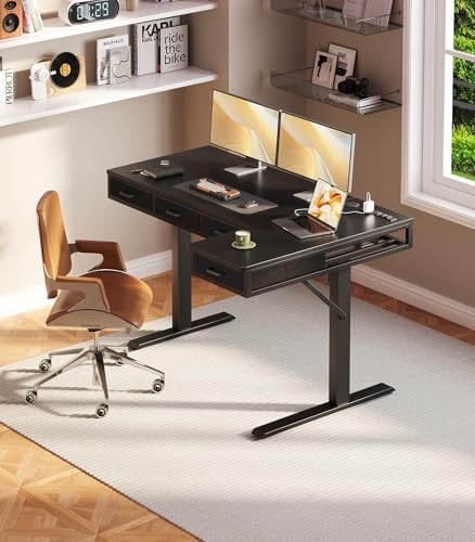 OffiGo 55 Inch L Shaped Electric Standing Desk with 4 Drawers, Black - Image 2