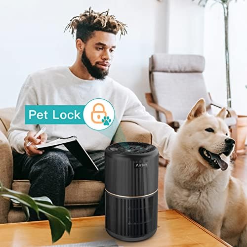 AIRTOK 2 Pack Air Purifier for Home Bedroom, Office Desktop Air Cleaners with 12pcs Fragrance Sponge, H13 HEPA Filter, 4 Stage Filtration up to 376 sqft Black Available for California - Image 5