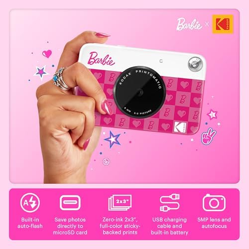 Kodak x Barbie Printomatic Full-Color Instant Print Digital Camera, 5MP Portable Barbie Camera, Zink 2x3 (5.1x7.5 cm) Sticky-Back Photo Paper, Gift for Christmas, Holiday, Birthday, Iconic Style - Image 2
