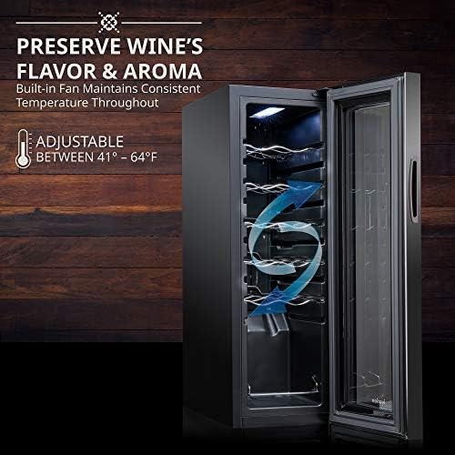 Ivation 12 Bottle Compressor Wine Cooler, Freestanding Fridge w/Lock, Black - Image 2