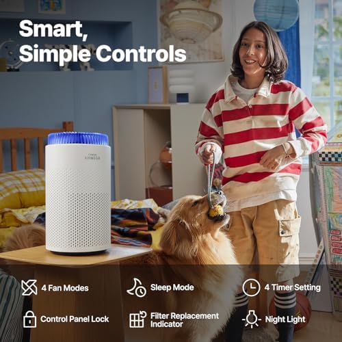 COWAY Air Purifier for Bedroom up to 500 ft², HEPA and Deodorization Filter for Smoke, Allergies, Pet Dander, AQI Monitor, Auto Mode, Filter Indicator, Night Light, 2yr Warranty, Airmega 50 Lunar Gray - Image 7
