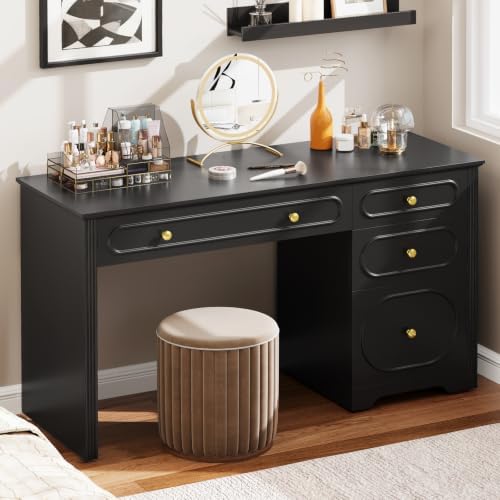 Vabches Executive Desk 47" with 3 Storage Drawers & A File Drawer, Black by Vabches