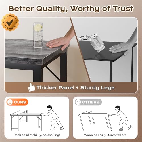 Huuger 63 Inch L Shaped Desk with Power Outlets & 0.95 Inch Thicker Desktop - Image 7