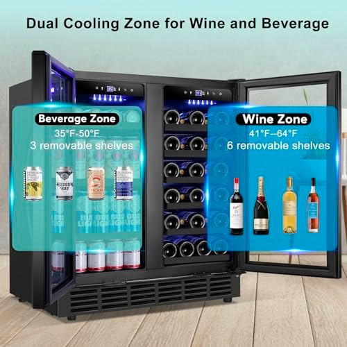 30 Inch Dual Zone Wine and Beverage Refrigerator Cooler Black - Image 2