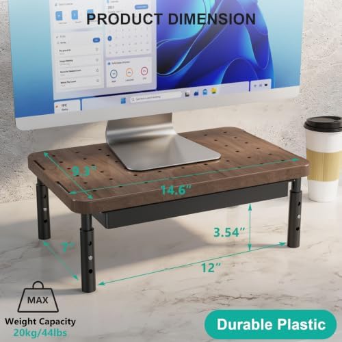 WALI Computer Monitor Stand with Storage, Monitor Riser 3 Height Adjustable - Image 3
