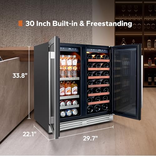Ca'Lefort 30 Inch Wine & Beverage Fridge, Dual Zone Built-In Wine Cooler - Image 4