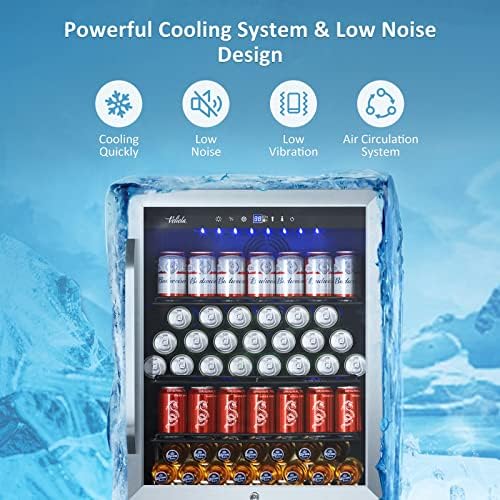 24 Inch Beverage Refrigerator Cooler,210 Cans Wide Beverage and Beer Fridge with Glass Door and Powerful Cooling Compressor, Built-in/Freestanding Drink Fridge for Kitchen, Bar or Office - Image 4