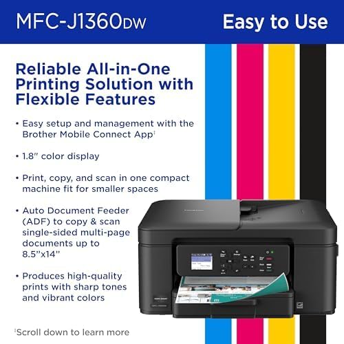 Brother Work Smart 1360 Wireless Color Inkjet All-in-One Print, Scan, Copy - Image 5