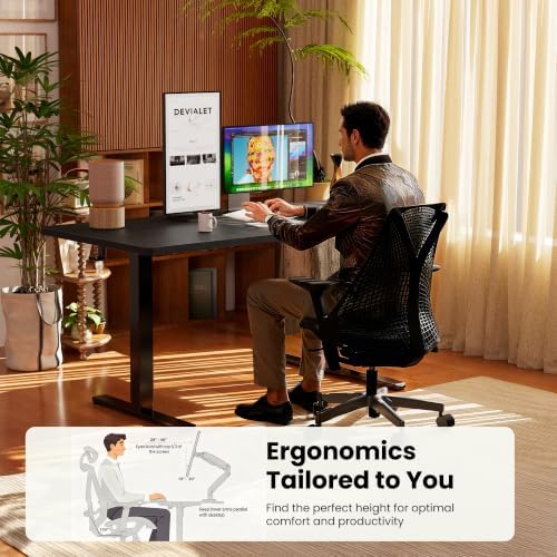 ErGear Height Adjustable Electric Standing Desk, 48 x 24 Inches Sit Stand up Desk, Memory Computer Home Office Desk, Carbon Fiber Black - Image 6