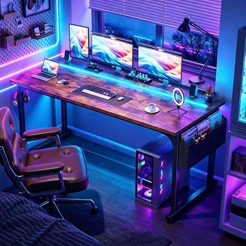 DurayLoly 55 Inch Office Desk with Waterproof LED Lights for Home Work - Image 4