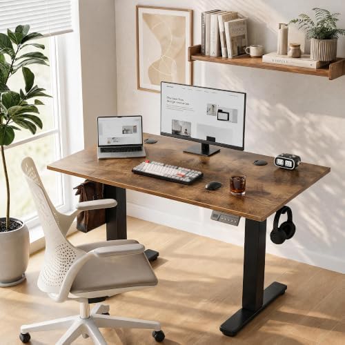 Claiks 40 x 24 Inch Rustic Brown Electric Standing Desk - Image 2